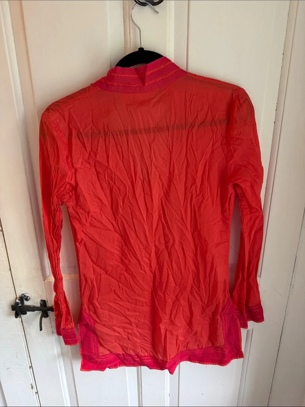 Tory Burch Coral Tunic with Pink Embroidered Trim